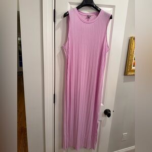 A new day plisse pleated Sleeveless Pink Maxi Dress